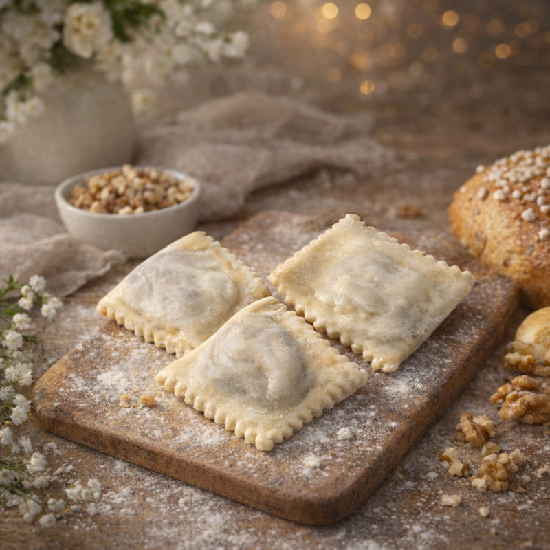 Especial Páscoa Ravioli de Brie com Nozes